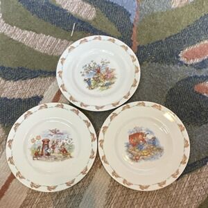 BUNNYKINS BONE CHINA PLATE SET OF 3 RABBIT PATTERN DECORATIVE ENGLAND KIDS